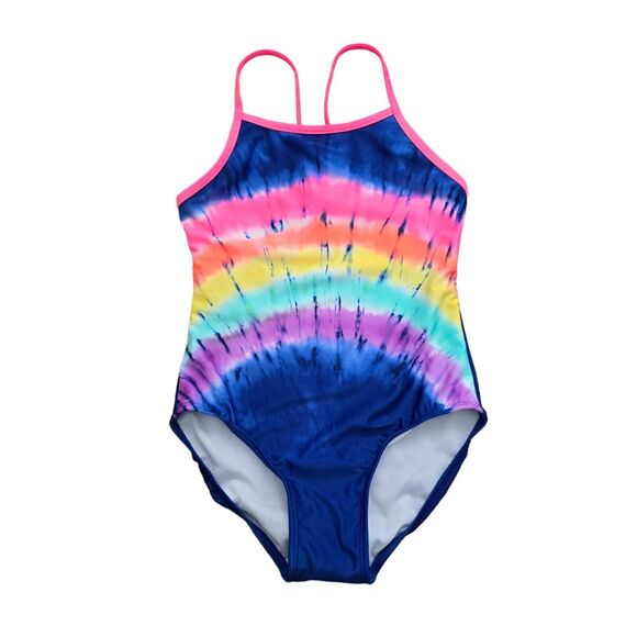 Cat & Jack Girls One Piece Swimsuit  Size L 10 12 Multicolor Rainbow NWT - Picture 1 of 6